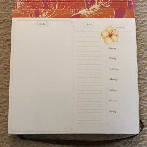 NWT Cid Pear by Tina Givens Desk Canvas Paper Weekly Agenda with Large Flowers - Picture 2 of 6